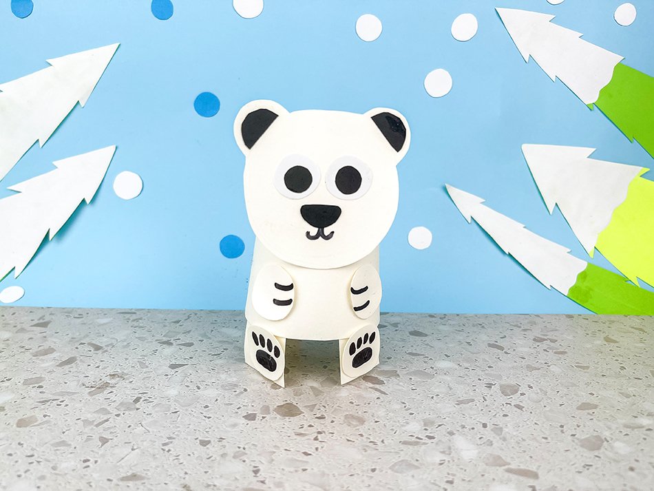DIY Hopping Paper Cup Winter Arctic Polar Bear Craft for Kids to Make
