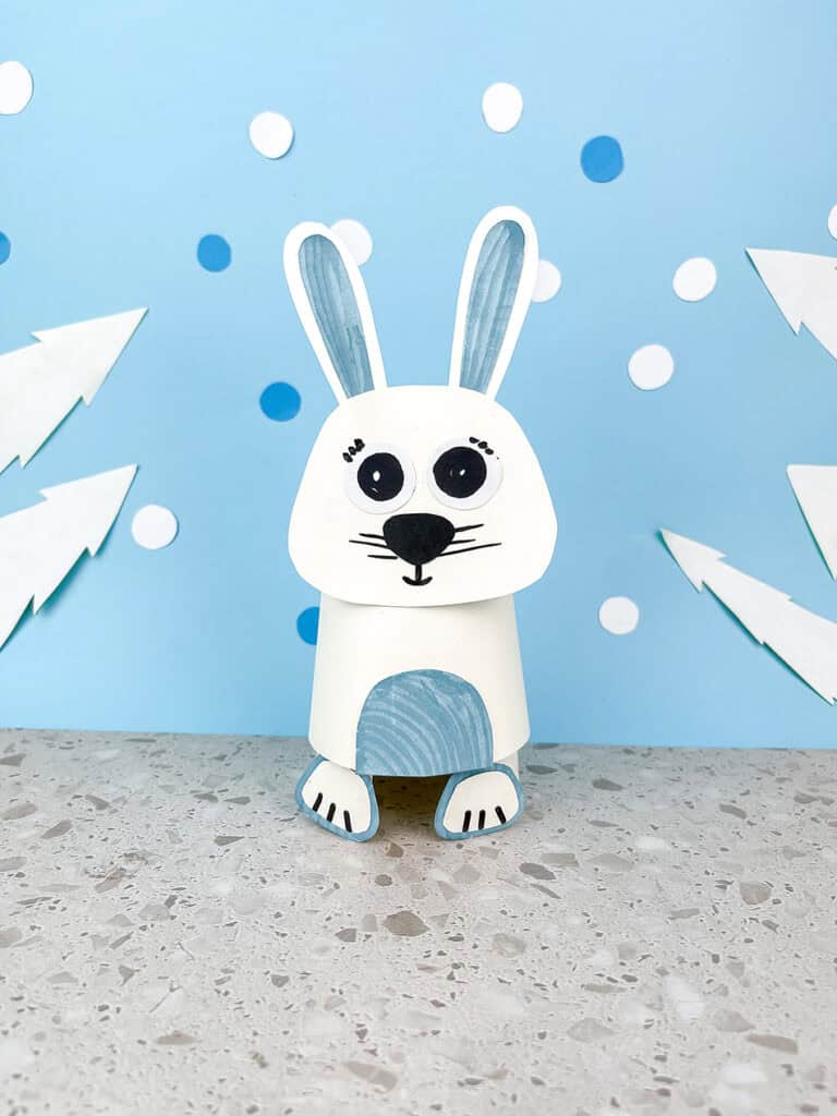 DIY Hopping Paper Cup Winter Bunny Craft for Kids to Make