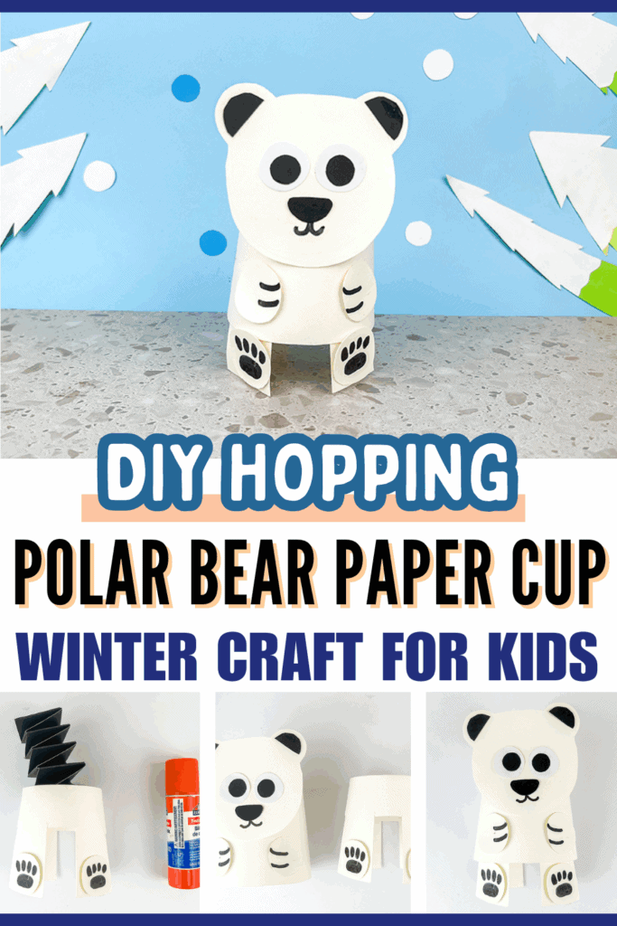 DIY Hopping Polar Bear Paper Cup Winter Craft for Kids to Make