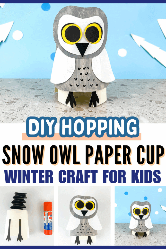 DIY Hopping Snow Owl Paper Cup Winter Craft for Kids to Make