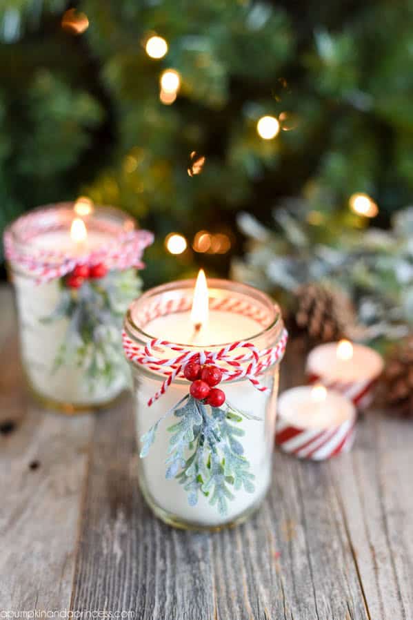 DIY Peppermint Mason Jar Candles by a Pumpkin and a Princess