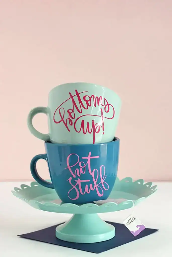 DIY Personalized Mugs and Tea Cups with Vinyl by Persia Lou