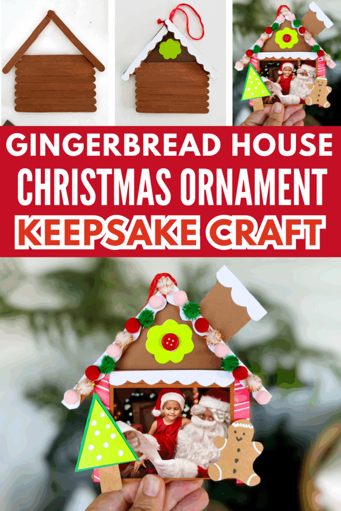 DIY Popsicle Stick Gingerbread House Christmas Ornament Keepsake Craft for Kids