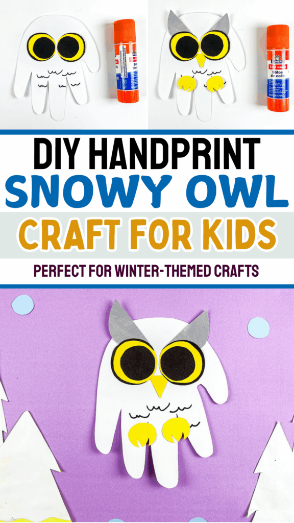 DIY Snow Owl Animal Paper Handprint Craft for Kids to Make this Winter