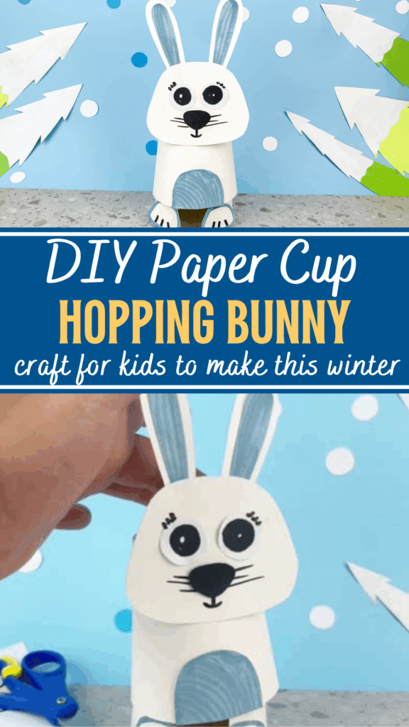 DIY Winter Bunny Hopping Paper Cup Animal Craft for Kids