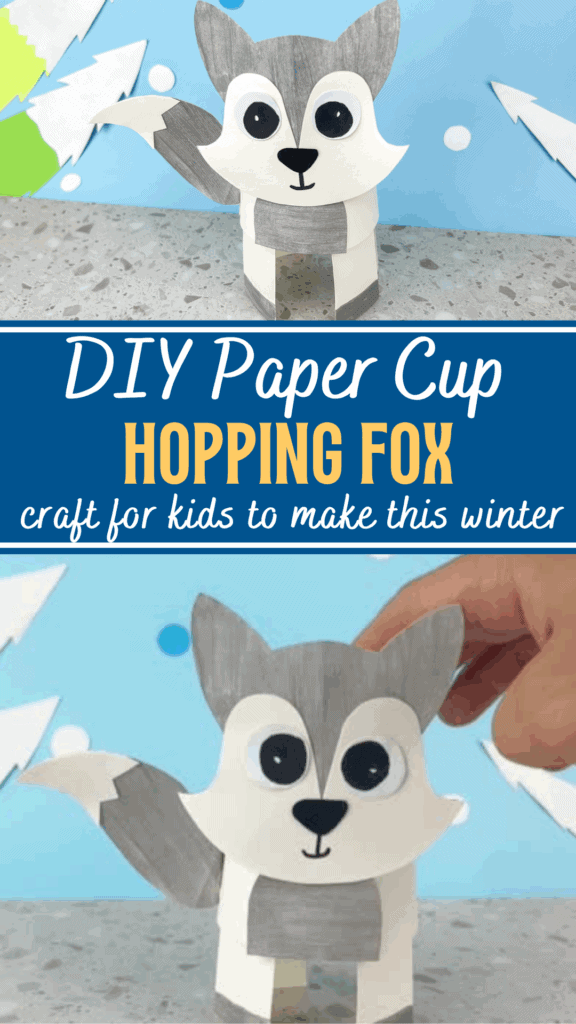 DIY Winter Fox Hopping Paper Cup Animal Craft for Kids