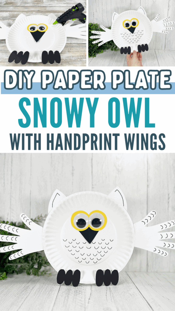 DIY Winter Paper Plate Snowy Owl Handprint Craft for Kids