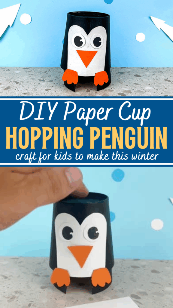 DIY Winter Penguin Hopping Paper Cup Animal Craft for Kids