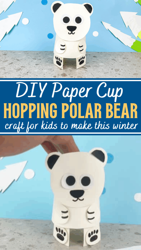 DIY Winter Polar Bear Hopping Paper Cup Animal Craft for Kids