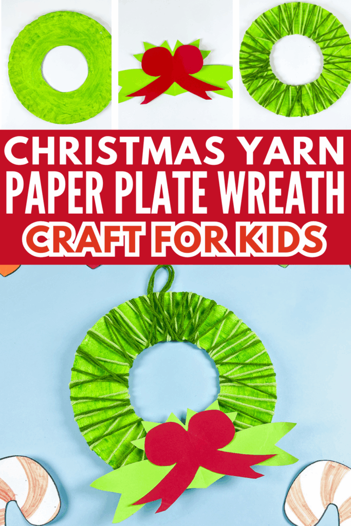 DIY Yarn Christmas Wreath Paper Plate Craft for Kids