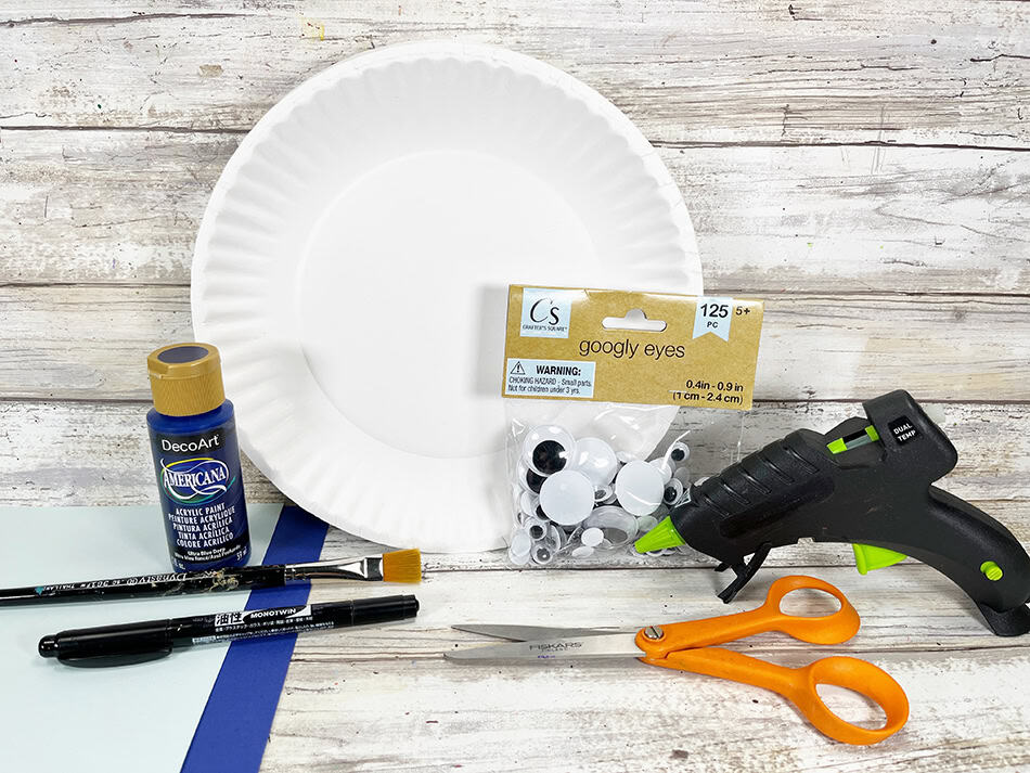 Dollar Store Paper Plate Whale Materials