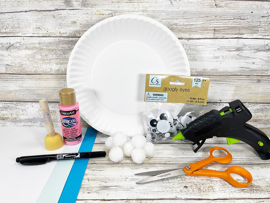 Dollar Store Paper Plate Yeti Materials