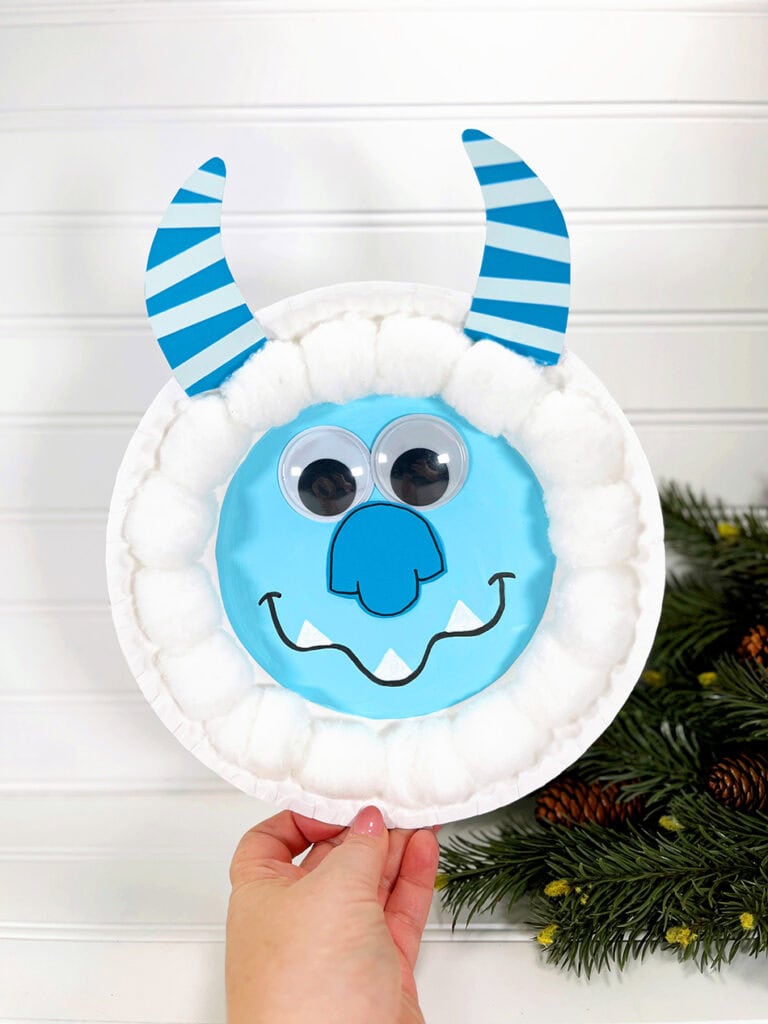 Dollar Store Paper Plate Yeti Winter Craft for Kids