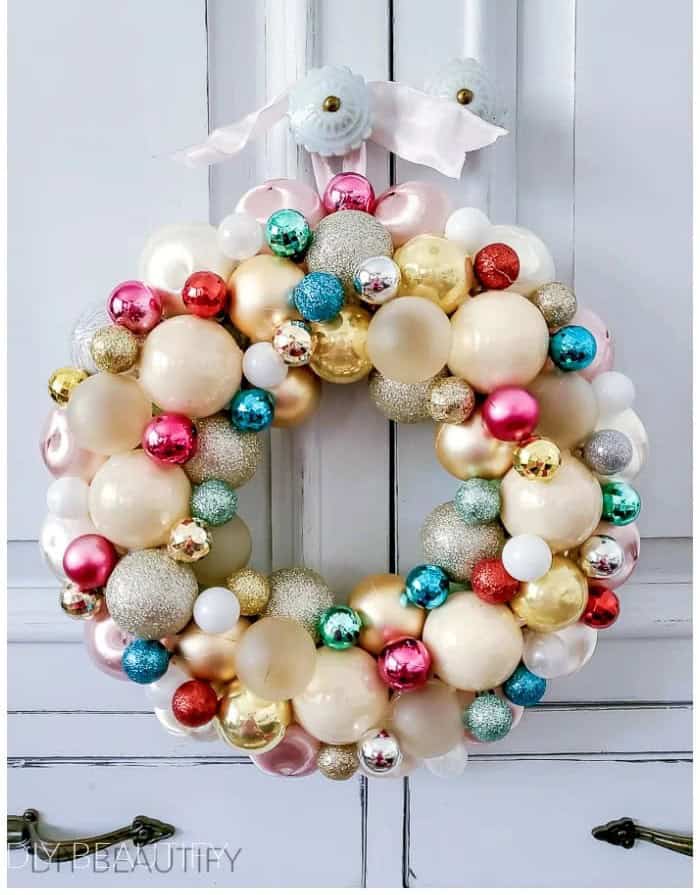 Easy Ornament Shatterproof Wreath by DIY Beautify