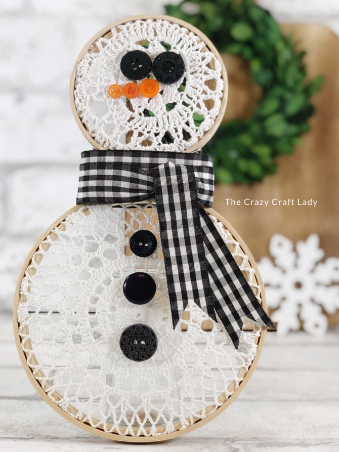 Embroidery Hoop Snowman Craft by the Crazy Craft Lady