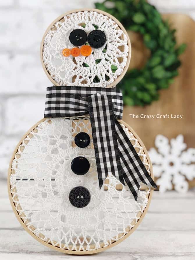 Embroidery Hoop Snowman by the Crazy Craft Lady
