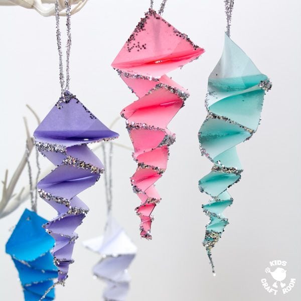 Folded Paper Icicle Craft by Kids Craft Room
