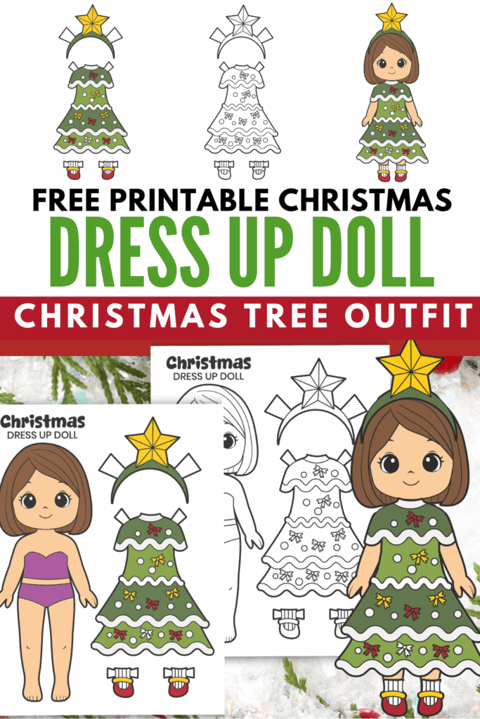 Free Printable Christmas Dress Up Paper Doll Outfit Craft Idea for Kids - December Project Idea