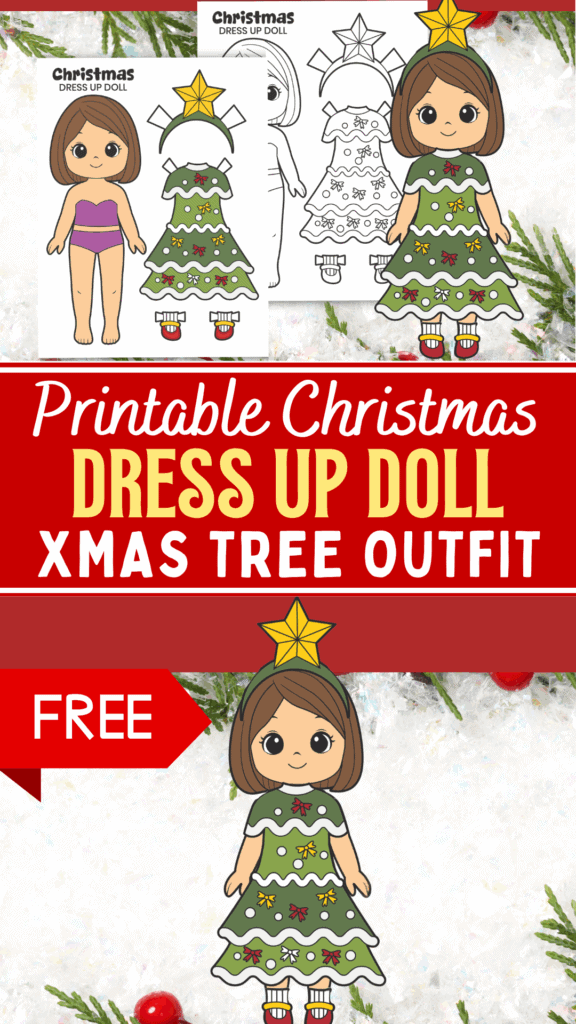 Free Printable Christmas Paper Dress Up Doll Kids Paper Project for Christmas and December Crafts