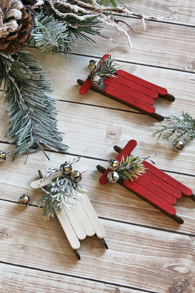 Handmade Popsicle Stick Sled Ornaments by Clean and Scentsible