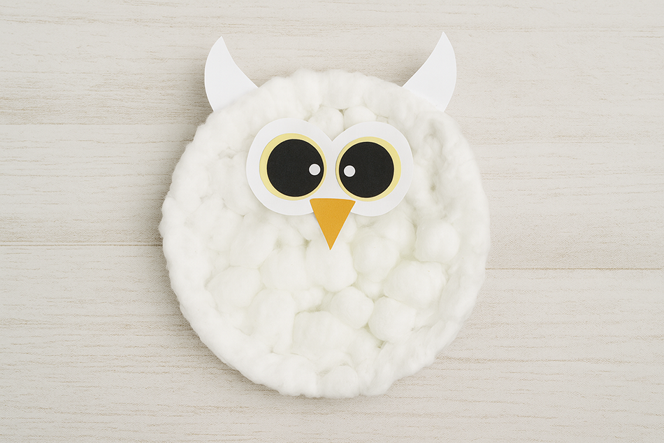 Handprint Snowy Owl Paper Plate Craft Step 5