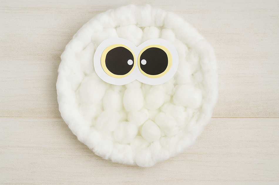 Handprint Snowy Owl Paper Plate Craft Step 8