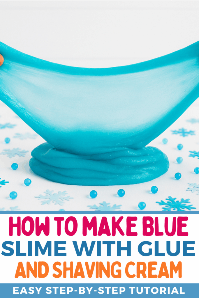 How to Make Fluffy Blue Winter Slime with Glue, Borax and Shaving Cream