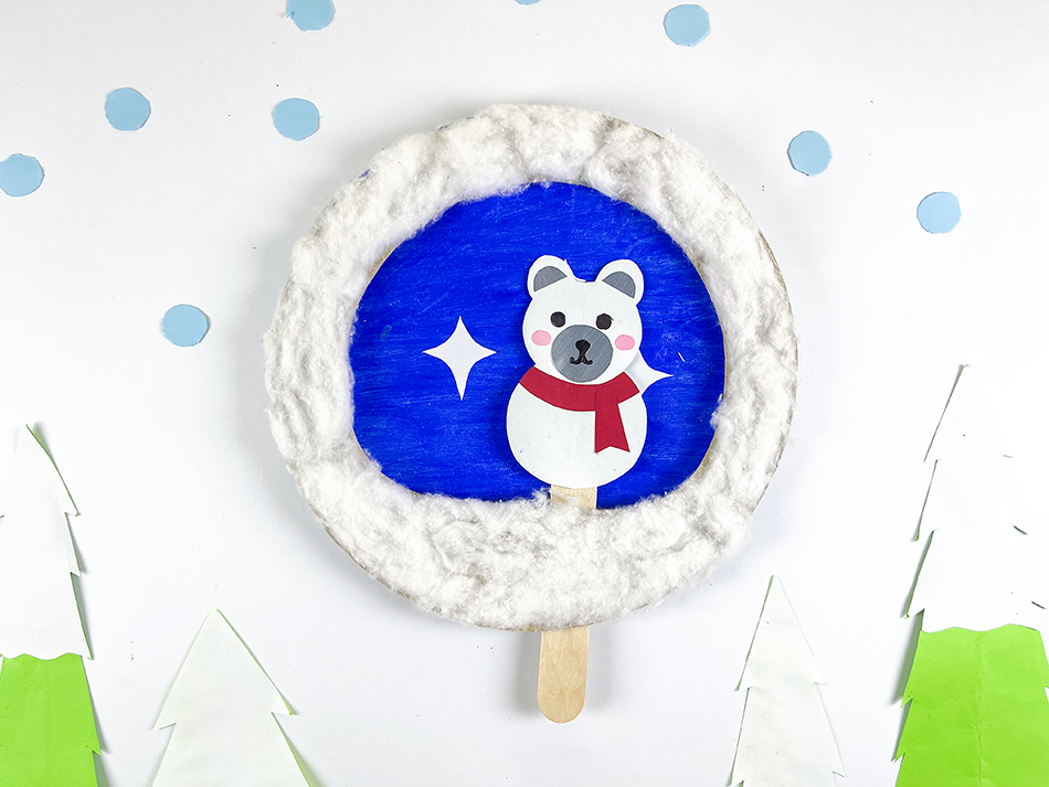 Moving Paper Plate Polar Bear Winter Craft for Kids