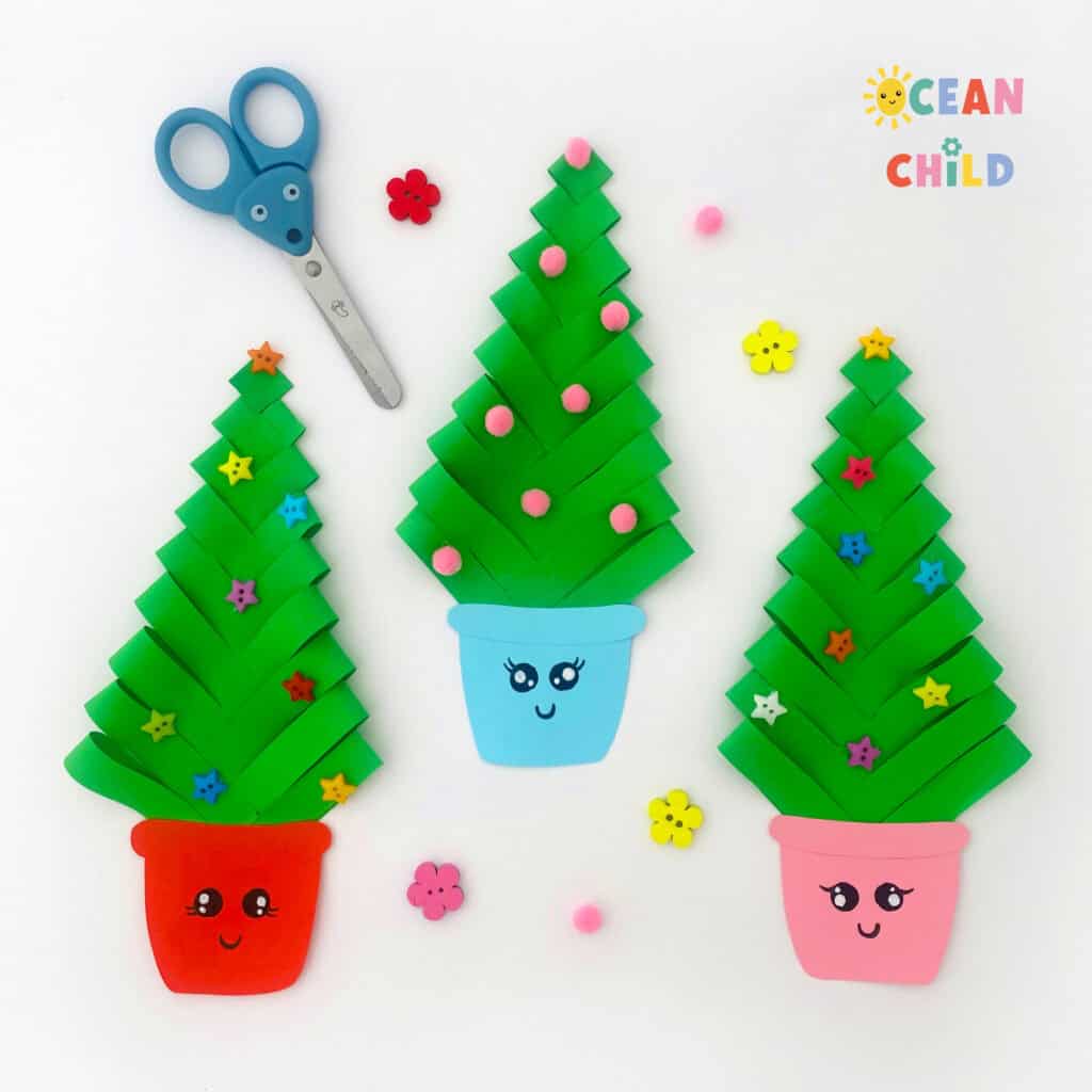Paper Christmas Tree Craft by Ocean Child Crafts