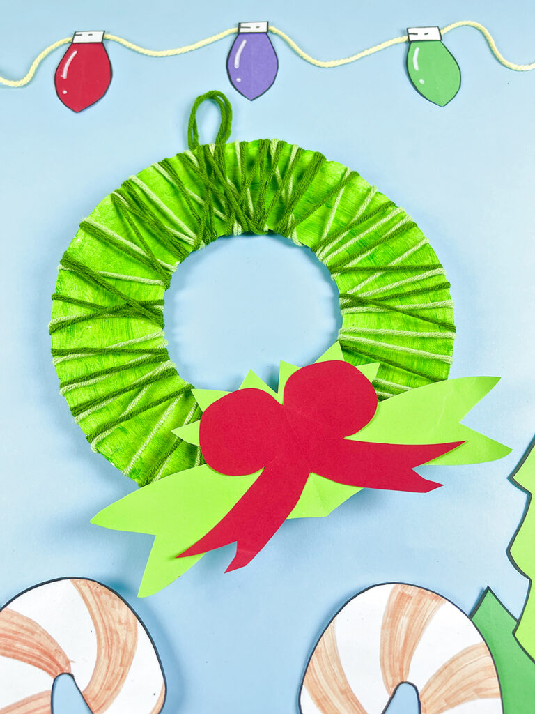 Paper Plate Christmas Yarn Wreath Craft for Kids
