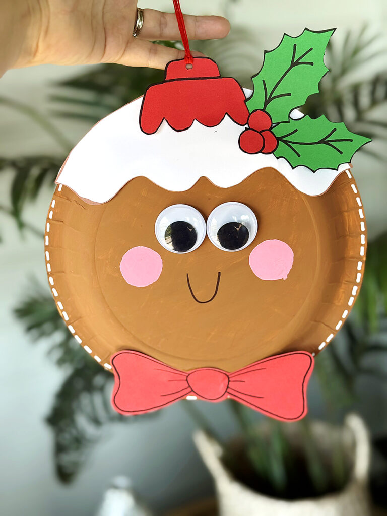 Paper Plate Gingerbread Man Bauble Craft with Kids