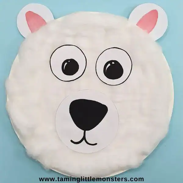 Paper Plate Polar Bear Craft by taming Little Monsters