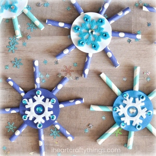Paper Straw Snowflakes by I Heart Crafty Things