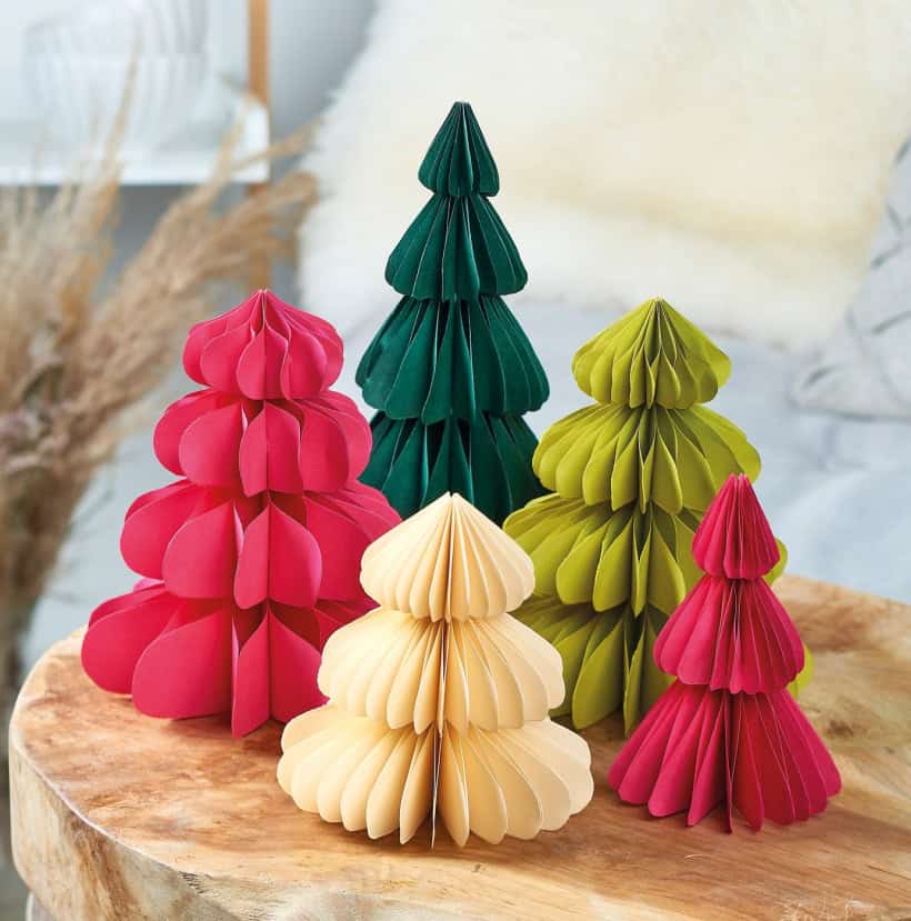 Papercrafted Honeycomb Christmas Trees by Papercraft Magazine
