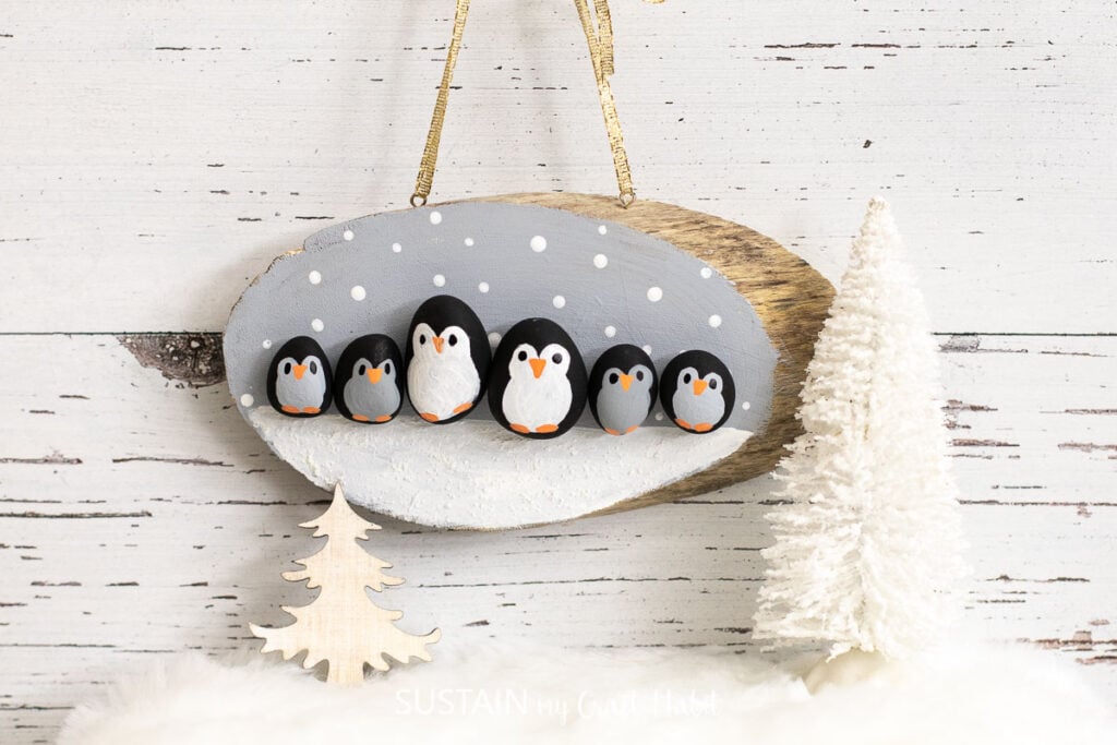 Penguin Family Pebble Art by Sustain My Craft Habit