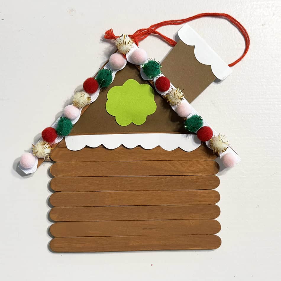 Popsicle Stick Gingerbread House Step 14