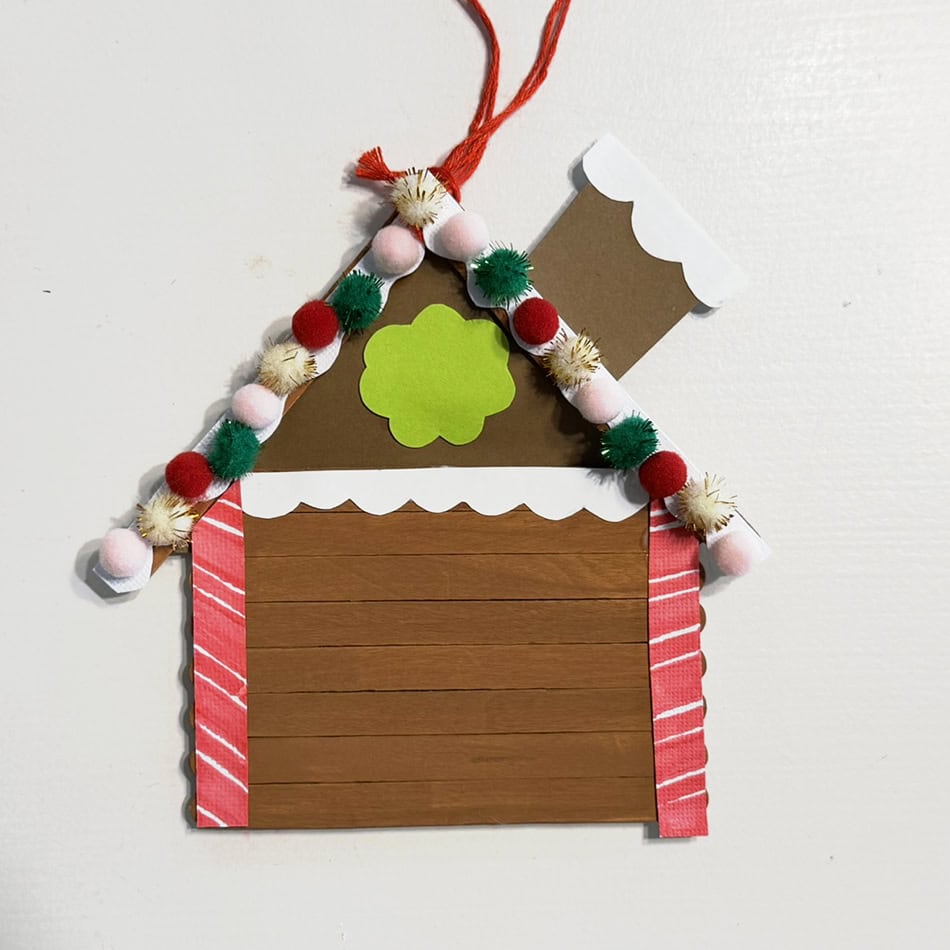 Popsicle Stick Gingerbread House Step 15