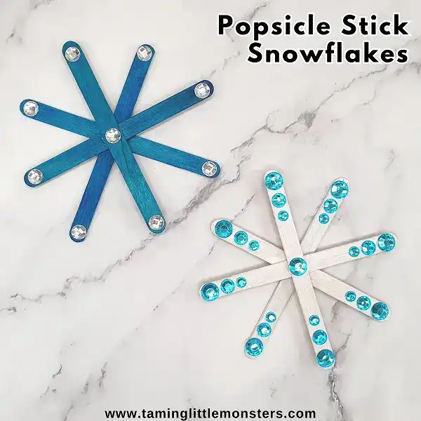 Popsicle Stick Snowflake Craft by Taming Little Monsters