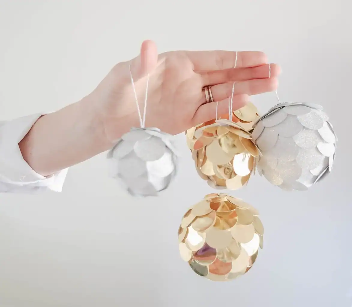 Silver and gold Christmas ornaments by Abbi Kirsten Collections