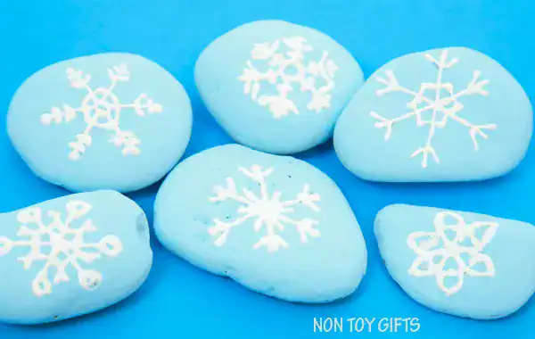 Snowflake Painted Stones by Non-Toy Gifts