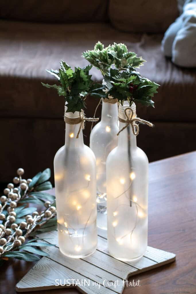 Wine Bottle Centerpiece Idea by Sustain my Craft Habit