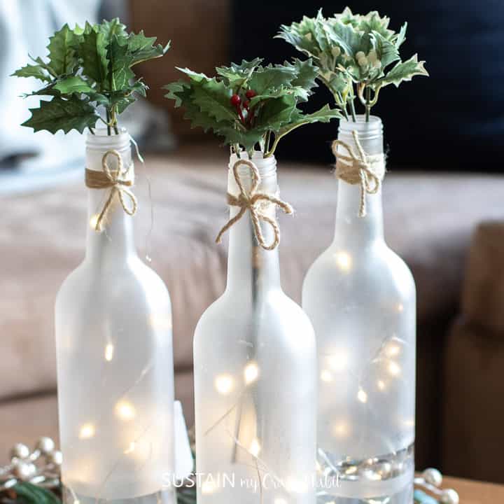 Wine Bottle Centerpiece by Sustain my Craft Habit