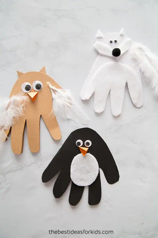 Winter Animal Handprints by the Best Ideas for Kids