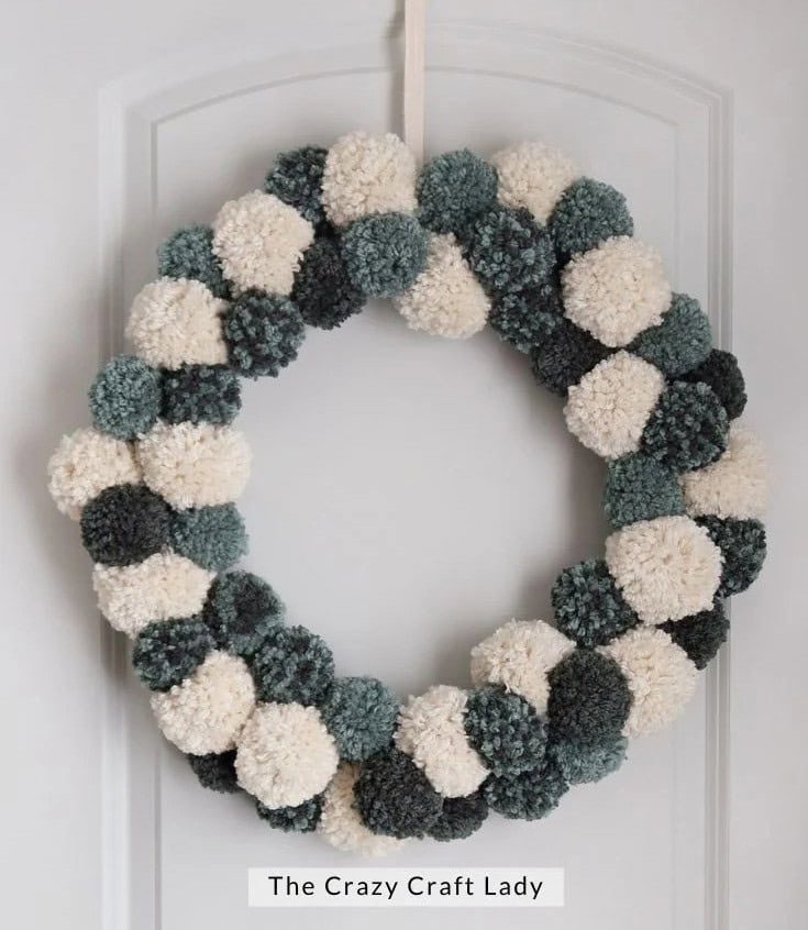 Winter Pom-Pom Wreath by the Crazy Craft Lady