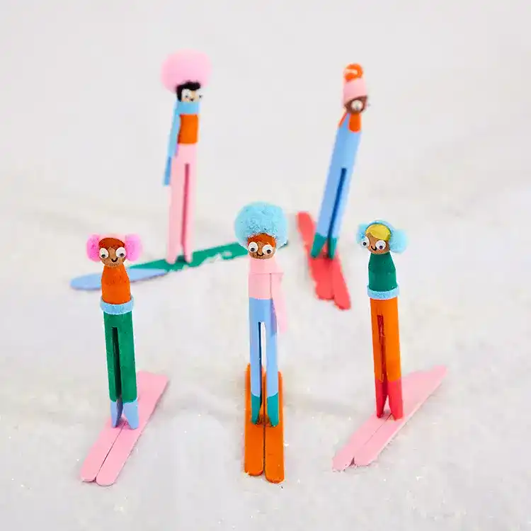 Winter Skiing Peg Dolls by baker ross