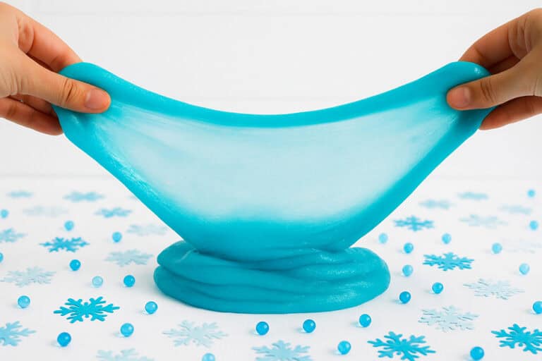 fluffy Winter blue slime recipe with elmer glue